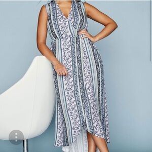 Jessica London  Beachy Boho Hi-Lo Faux Wrap Dress Size 20